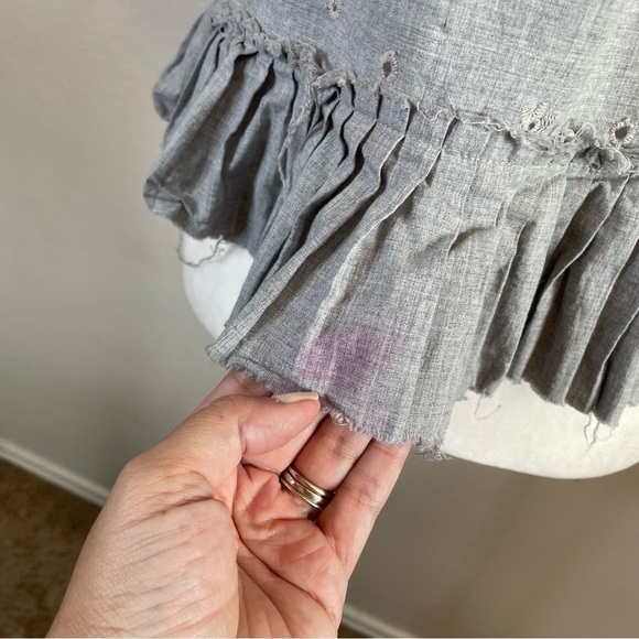 Sea Gray Boho Peasant Blouse Top SIZE 6 - Picture 5 of 8